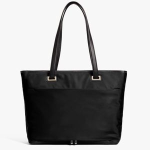 Lo & Sons Seville Air Tote - Black + Perforated Saffiano Leather Gray Shell